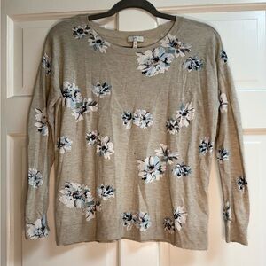 Joie Beige Floral Long Sleeve Top
